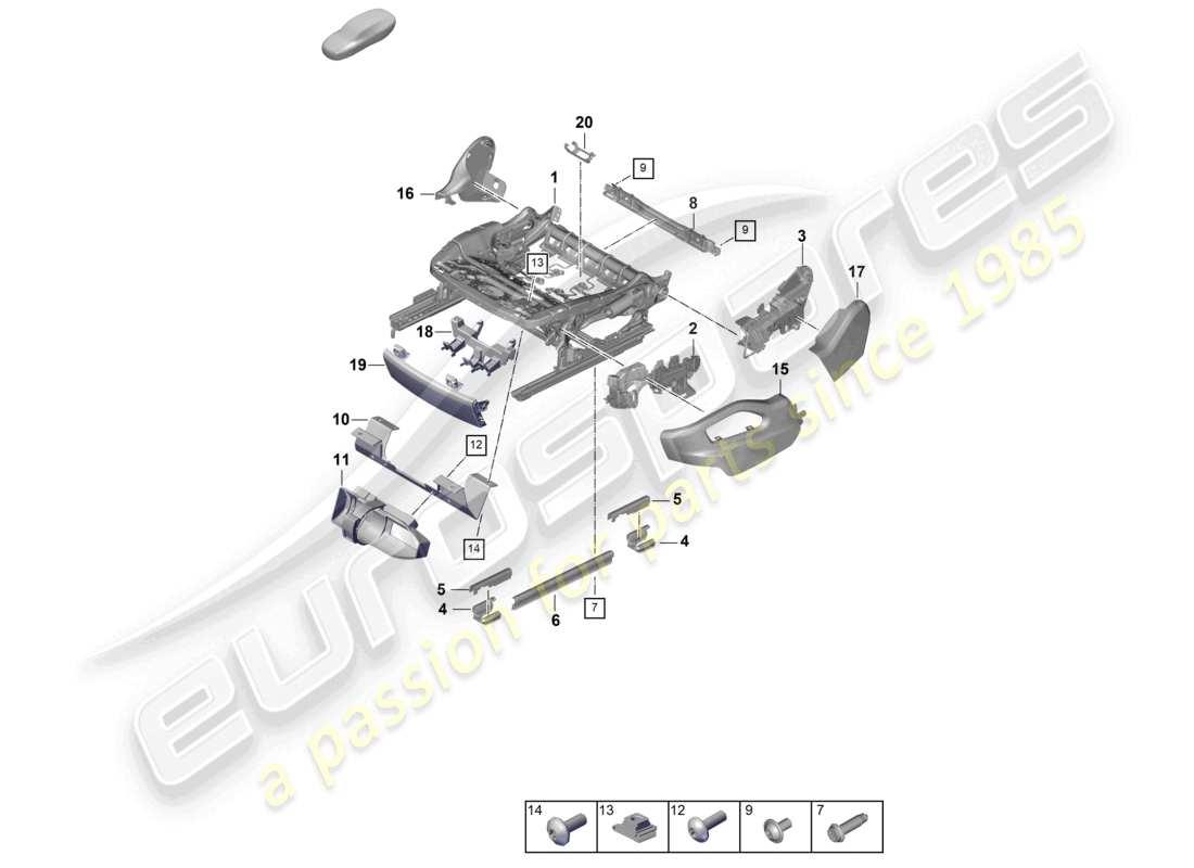 porsche 2026 (cayenne e3 pa) seat frame standard seat parts diagram