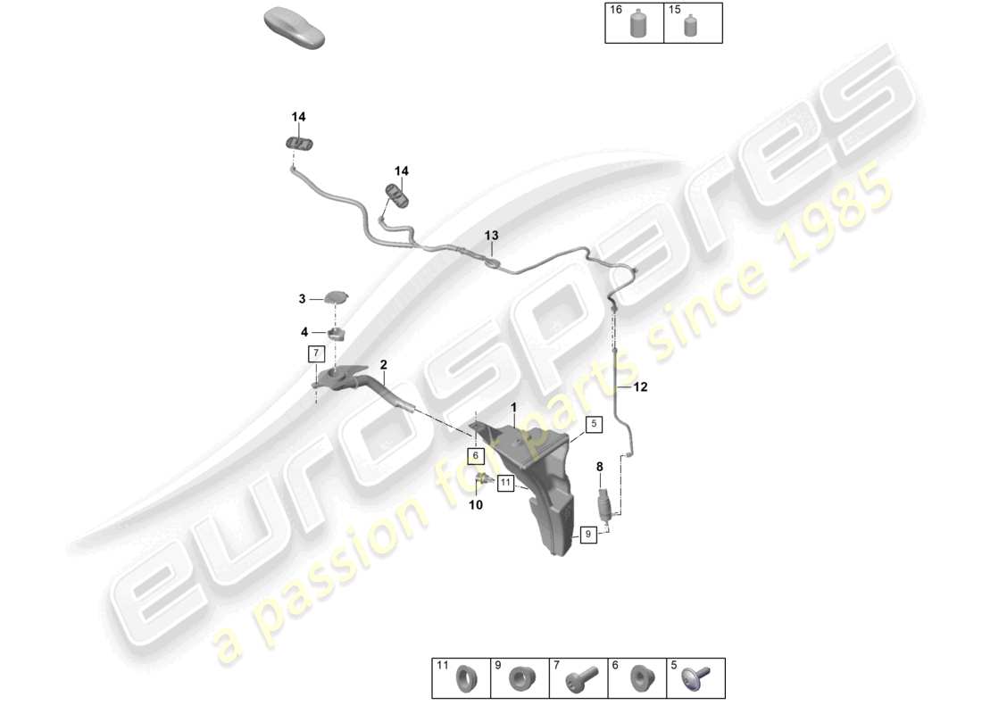 porsche 2020 (992-1 turbo / s) windscreen washer system part diagram
