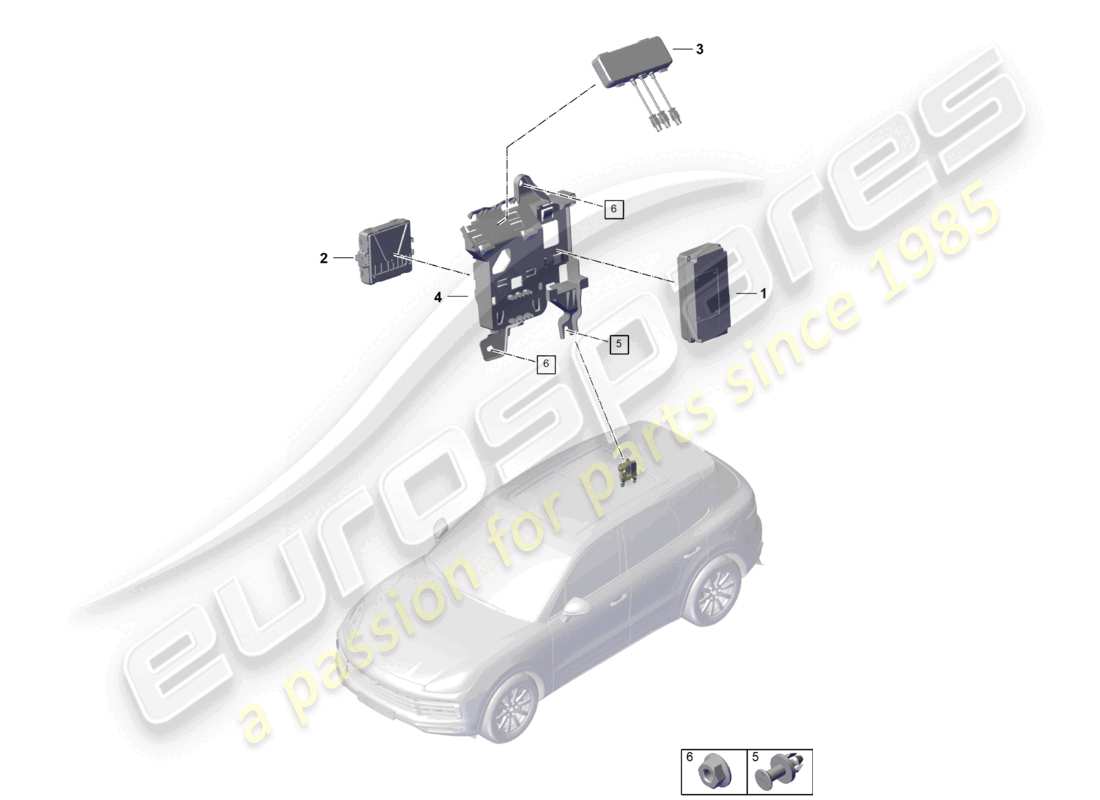 porsche 2026 (cayenne e3 pa) control unit for real time monitoring (rtm) and aerial part diagram
