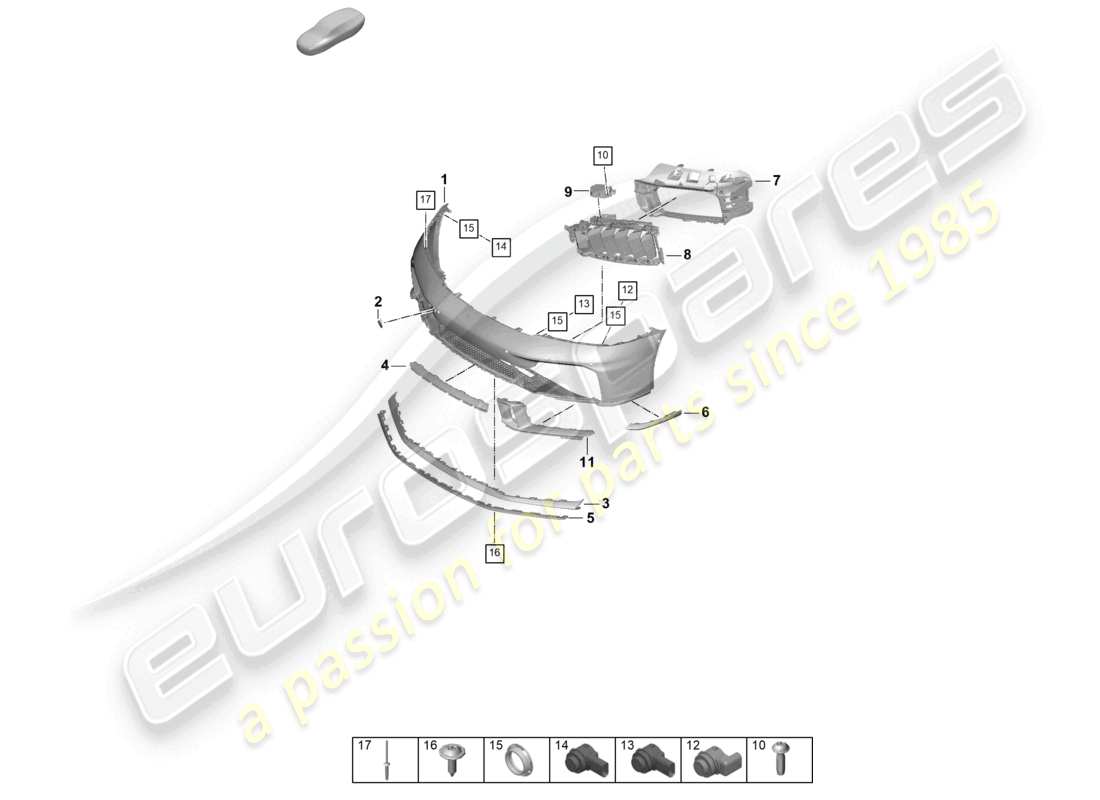 porsche 2024 (992-2) bumper front part diagram