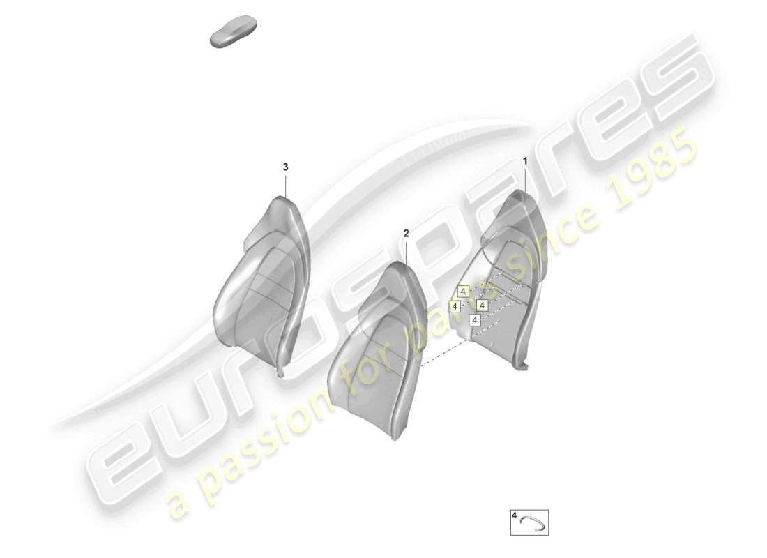 porsche 2022 (panamera 971-2) foam sect. for rest side supp. backrest cover comfort seat part diagram