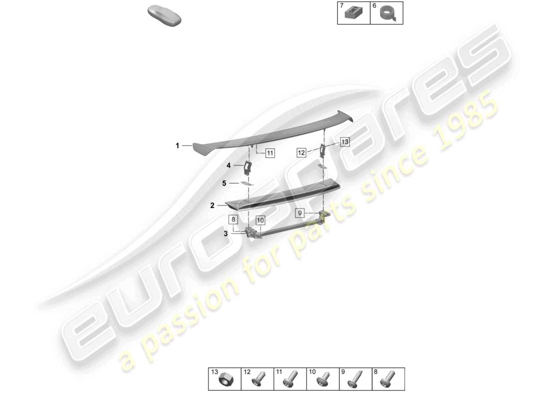 porsche 2026 (taycan 9j1-2) rear spoiler part diagram