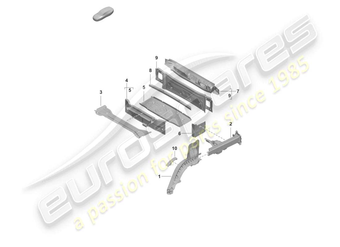 porsche 2021 (taycan 9j1-1) rear end side member individual parts part diagram