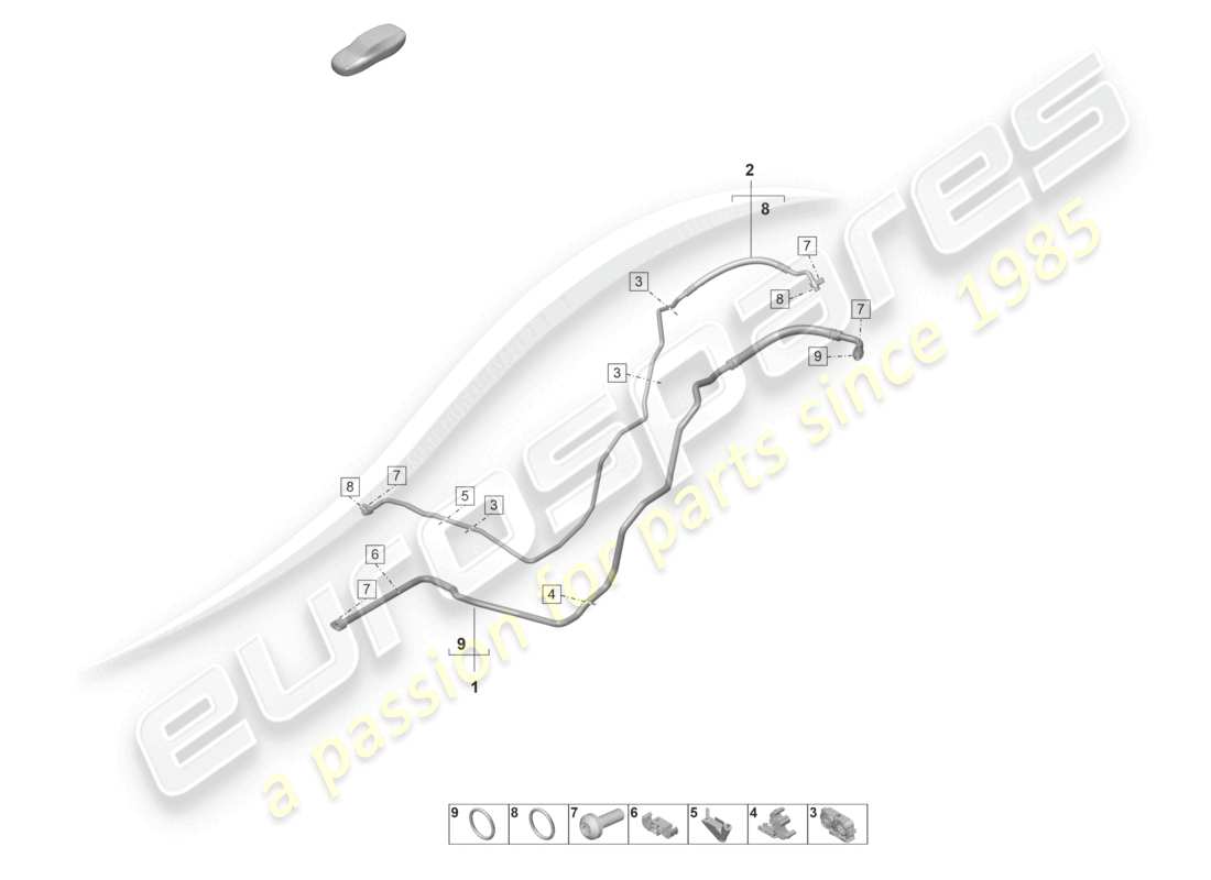 porsche 2021 (992-1 gt3/rs/st) air conditioning rear refrigerant line part diagram