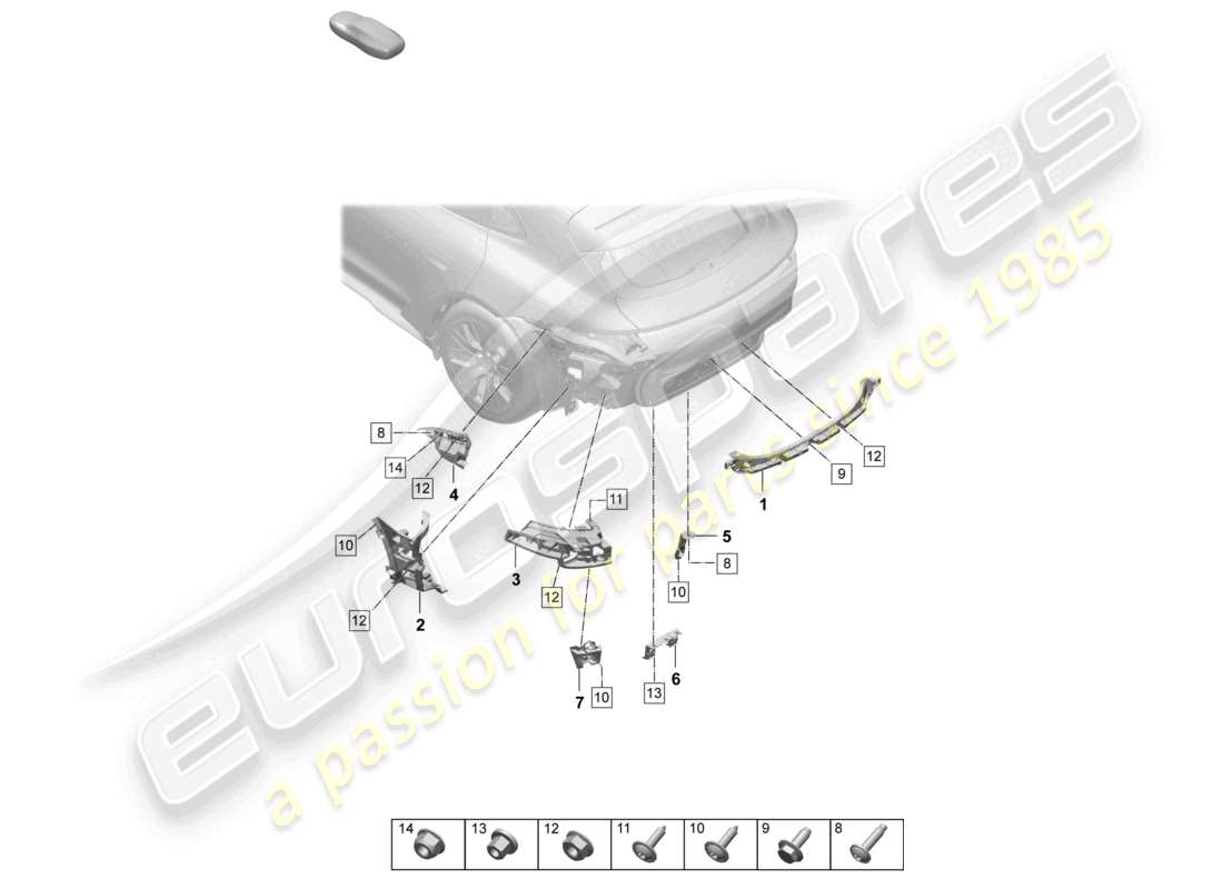 porsche 2026 (taycan 9j1-2) fasteners rear bumper parts diagram