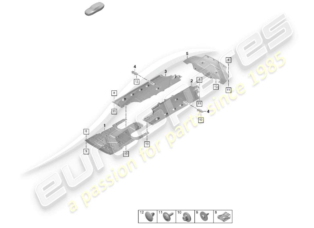 porsche 2025 (panamera 976) underbody trim part diagram