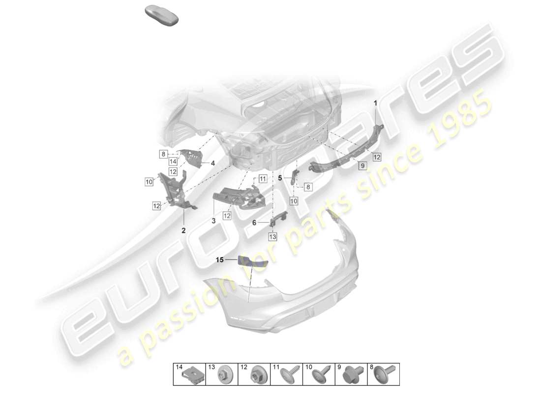 porsche 2021 (taycan 9j1-1) fasteners rear bumper part diagram