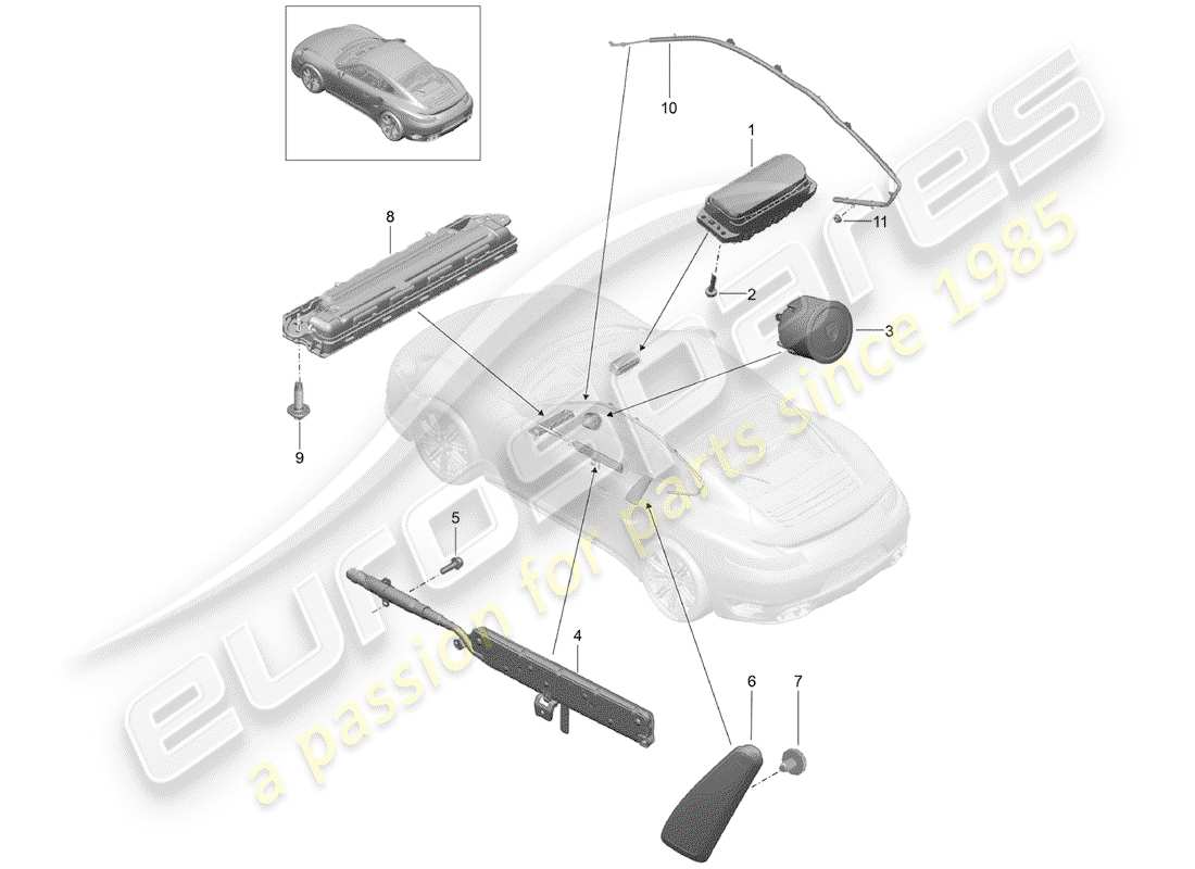 porsche 2018 (991-2 turbo) airbag part diagram
