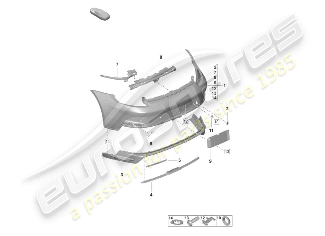 porsche 2021 (992-1 gt3/rs/st) bumper rear gt3 part diagram