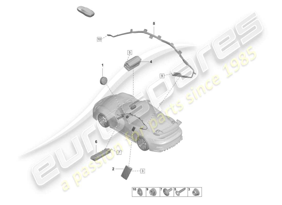 porsche 2021 (992-1 gt3/rs/st) airbag part diagram