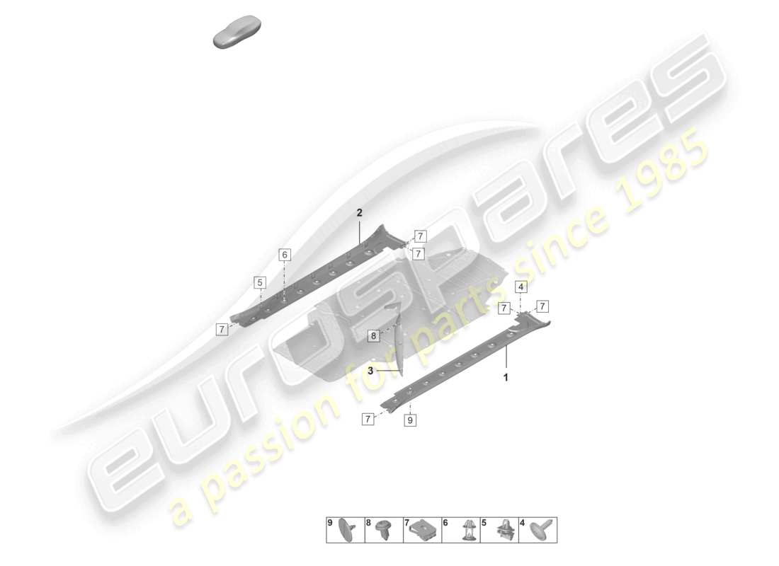 porsche 2023 (992-1 gt3/rs/st) side member trim outer part diagram