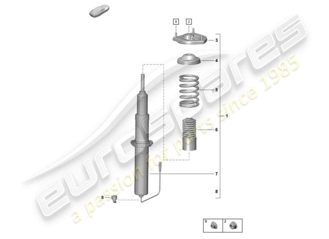 porsche 2021 (718 cayman gt4) shock absorbers coil spring parts diagram