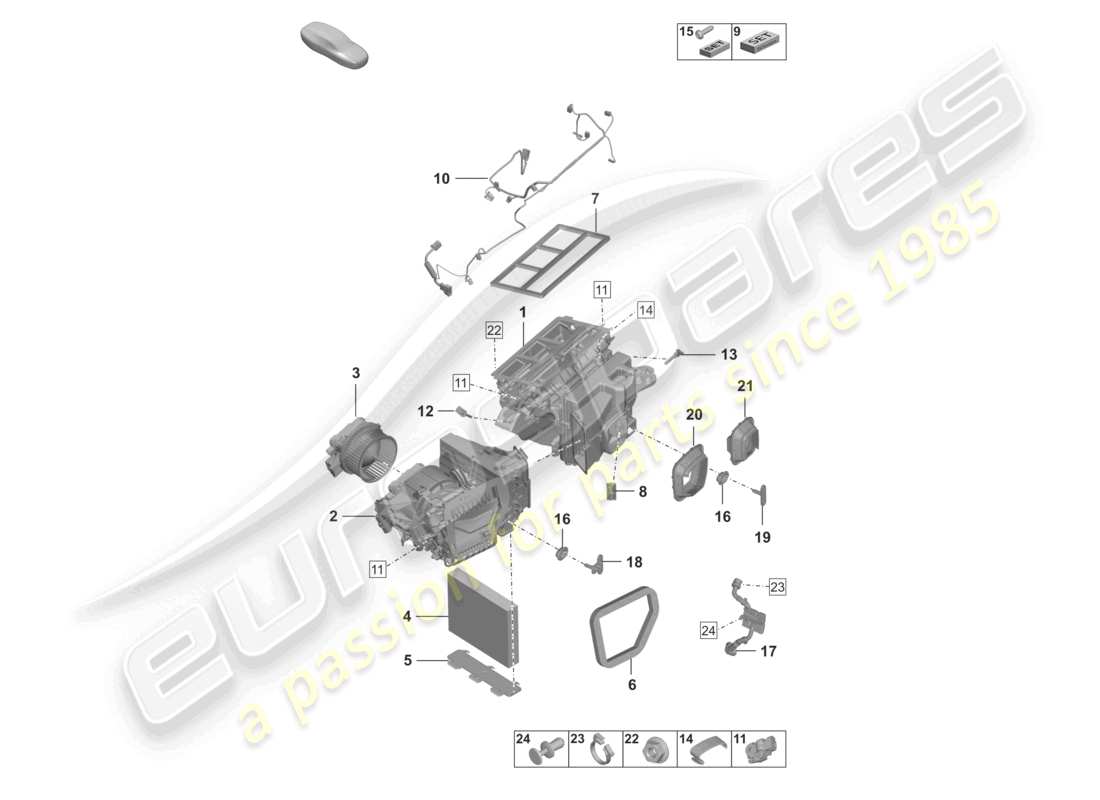 porsche 2023 (992-1 gt3/rs/st) air conditioning part diagram