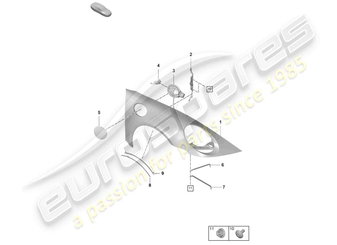 porsche 2023 (992-1 gt3/rs/st) wing part diagram