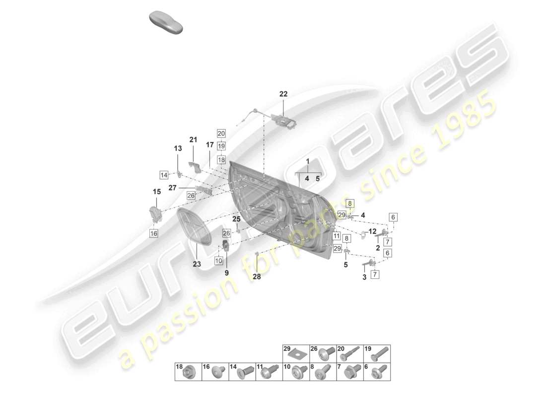 porsche 2023 (992-1 gt3/rs/st) door shell part diagram