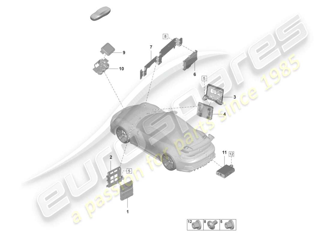 porsche 2023 (992-1 gt3/rs/st) control units control unit (bcm) for conv. system & ob power supply control unit for driver assist systems part diagram