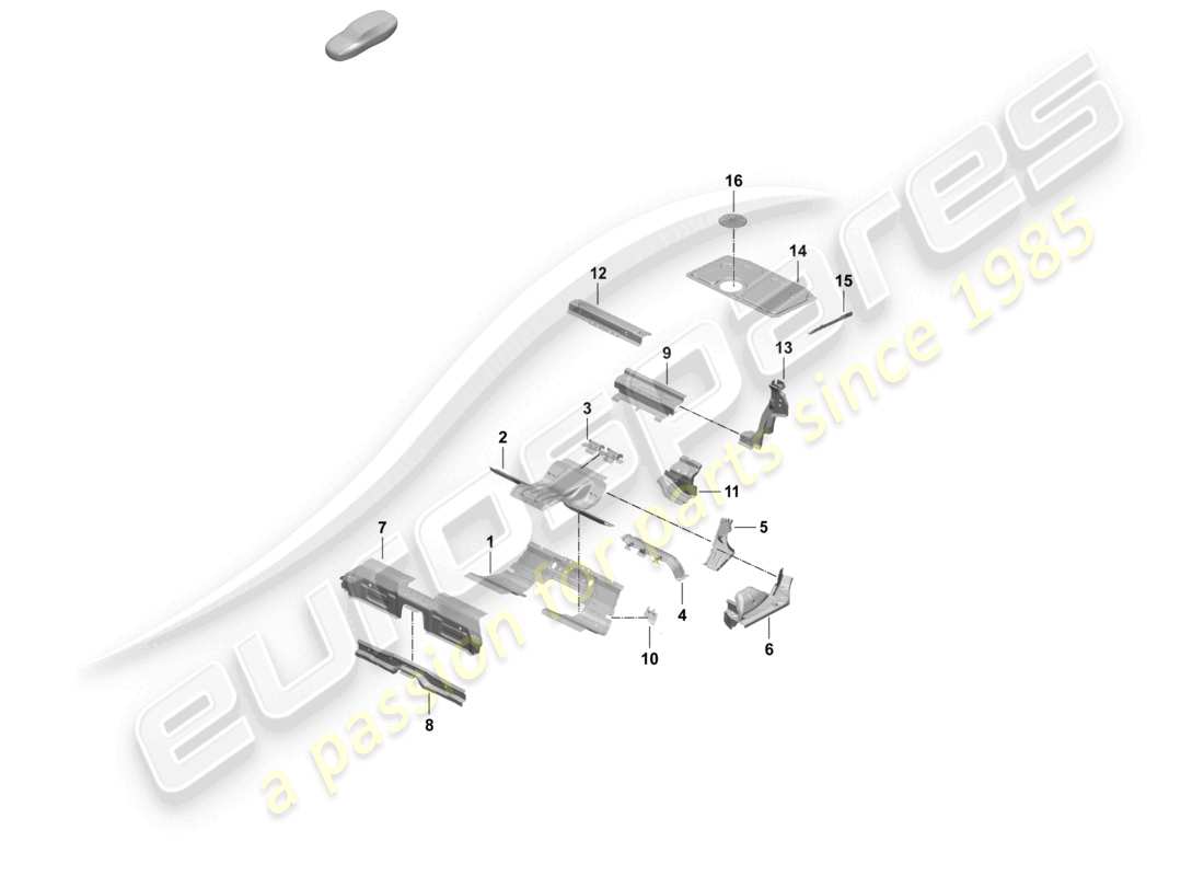 porsche 2026 (taycan 9j1-2) rear end rear bottom plate seat support part diagram