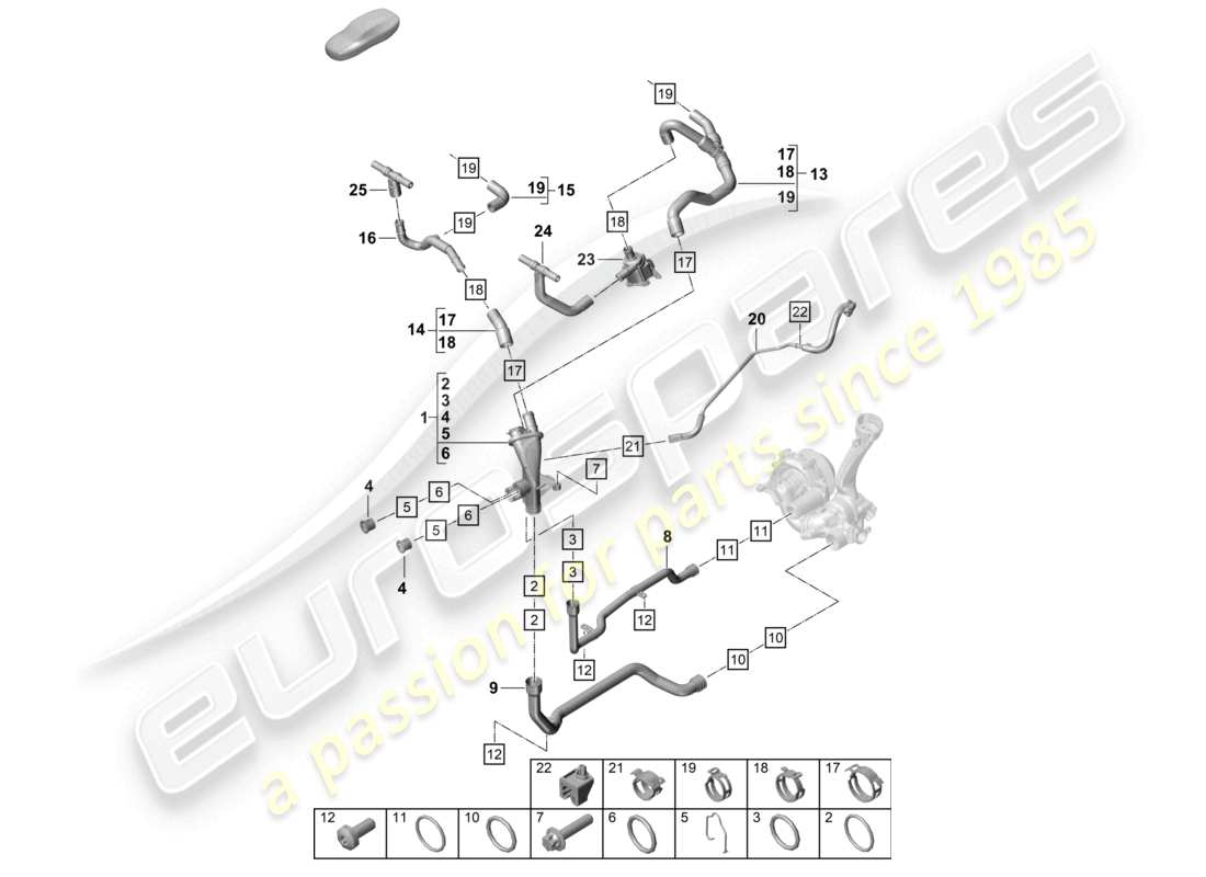 porsche 2026 (992-2 turbo / s) coolant cooling system distributor for coolant engine part diagram