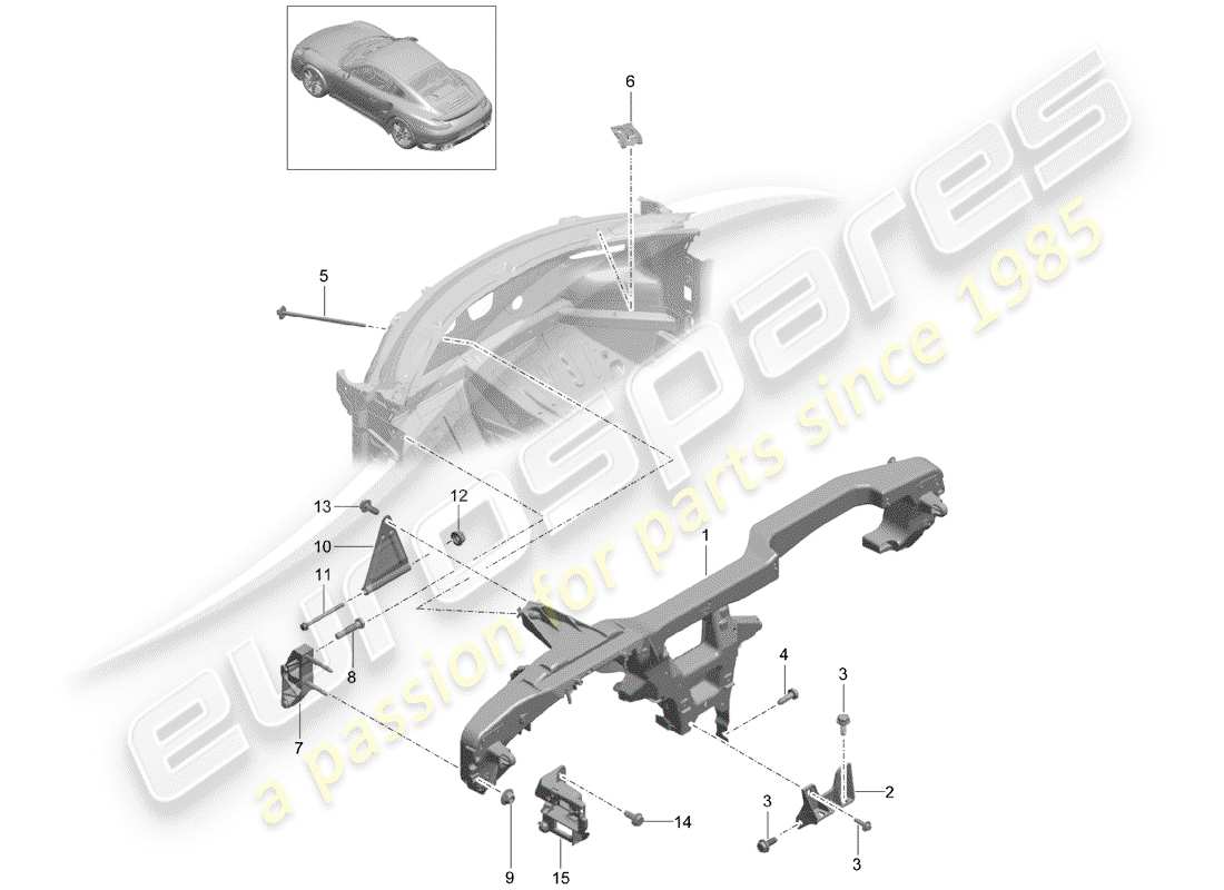 porsche 2018 (991-2 turbo) retaining frame part diagram