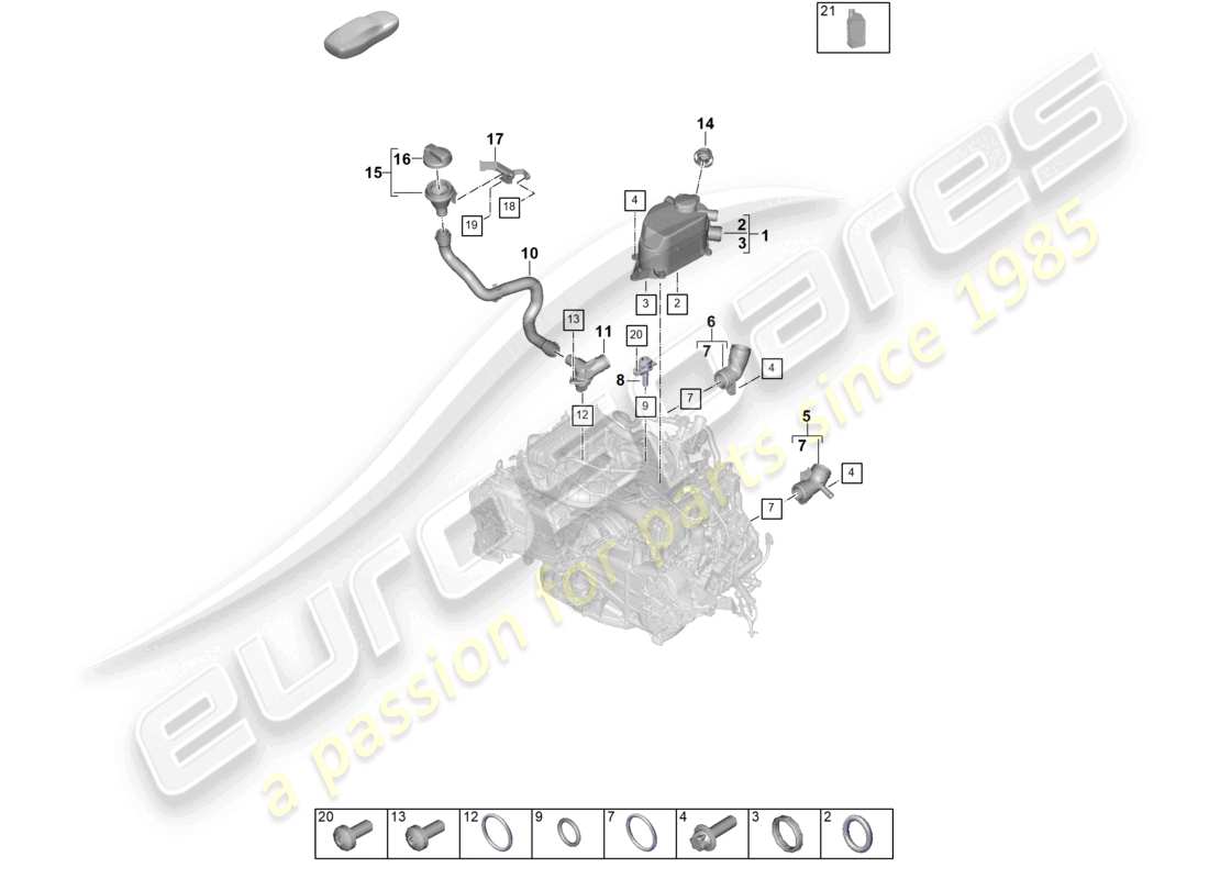 porsche 2025 (992-2) oil separator part diagram