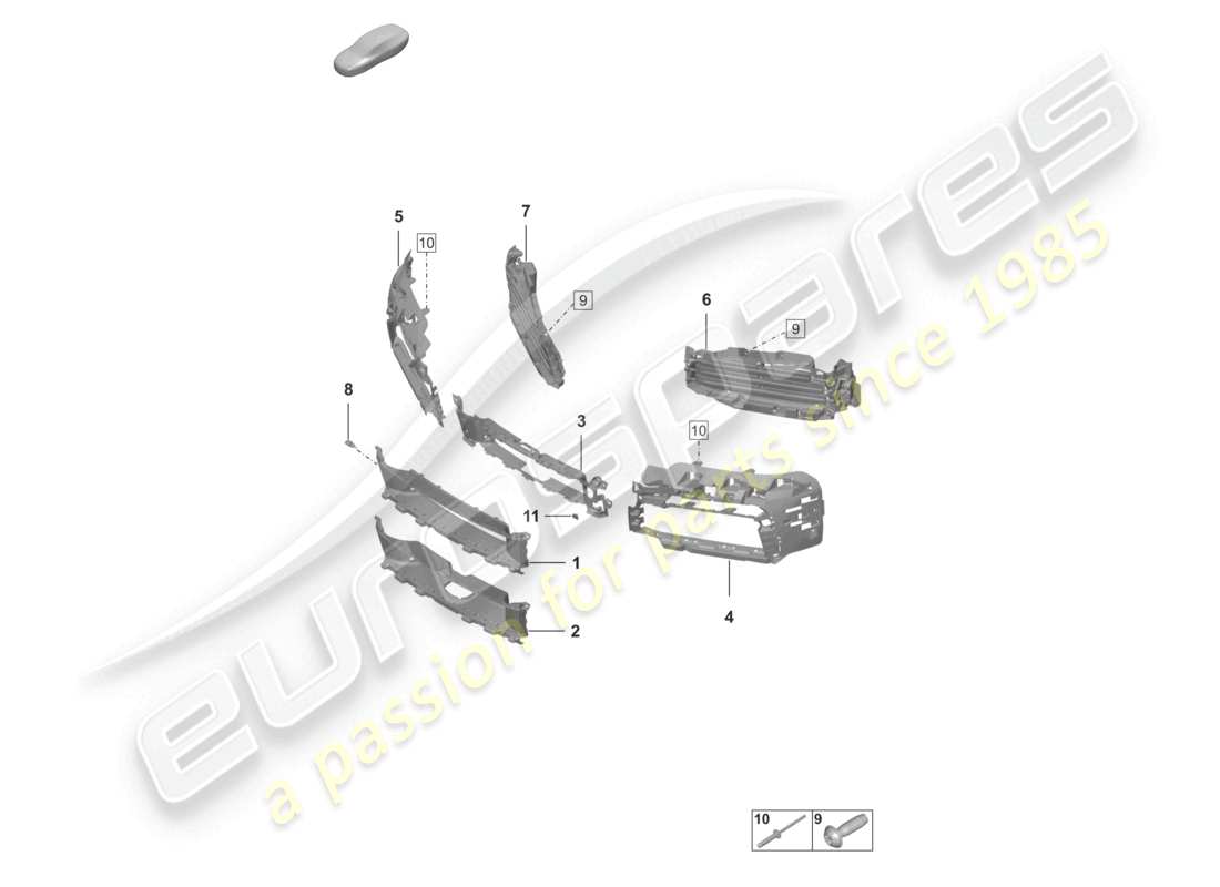 porsche 2022 (992-1) air guide front bumper part diagram