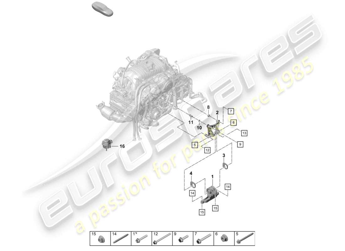 porsche 2021 (718 cayman gt4) engine lifting tackle parts diagram