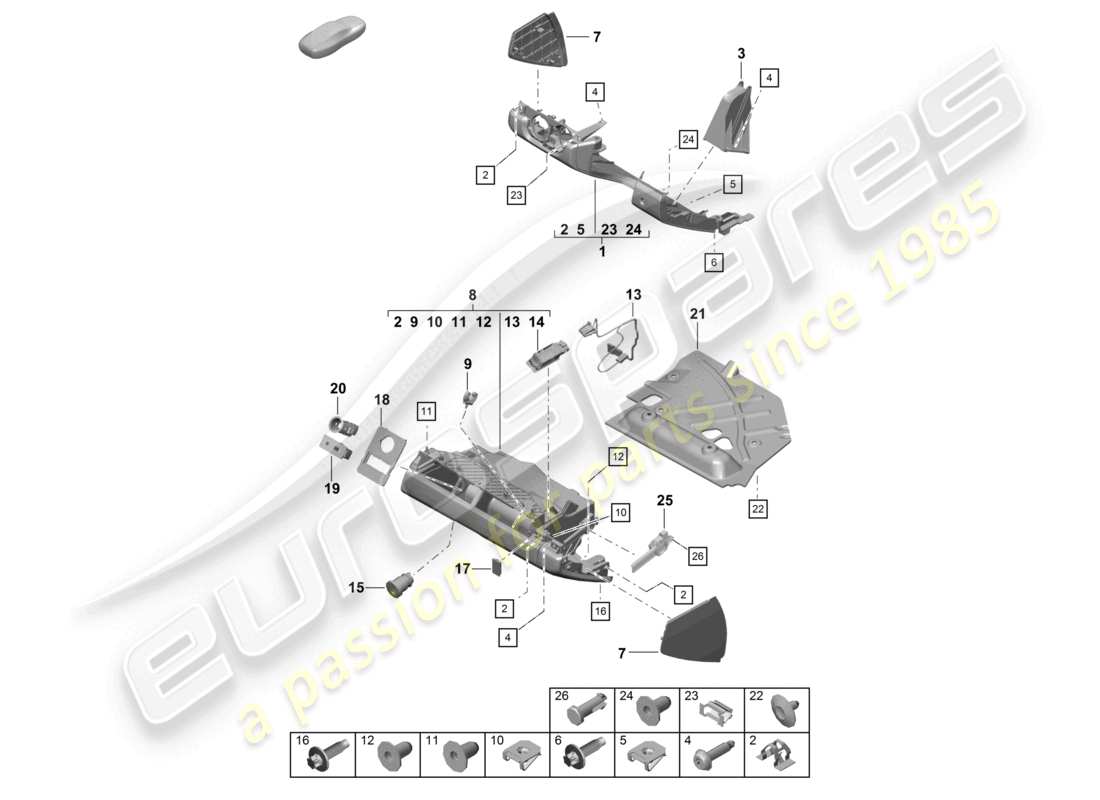 porsche 2021 (718 boxster spyder) glove box and trim (drivers side) part diagram