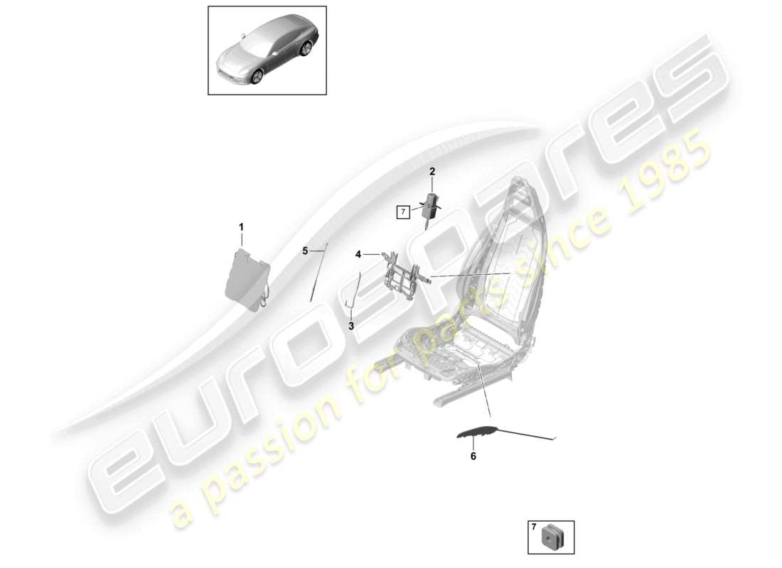porsche 2021 (panamera 971-1) lumbar front seats sports seat part diagram