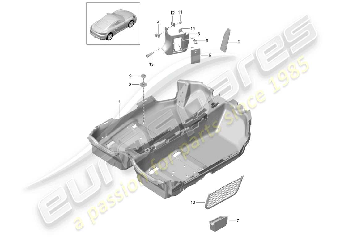 porsche 2023 (718 cayman) flooring part diagram