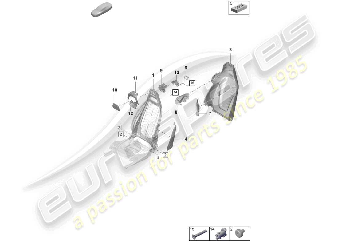 porsche 2020 (taycan 9j1-1) backrest frame sports seat part diagram
