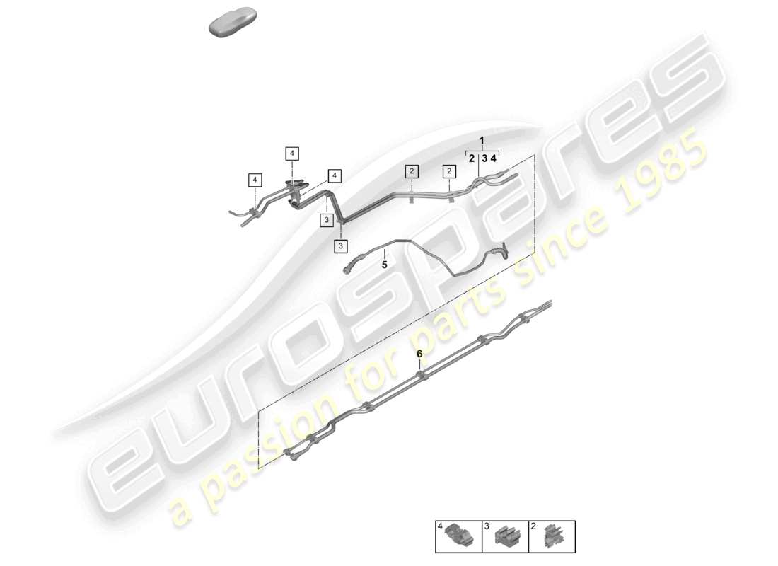 porsche 2024 (992-2) fuel line rear part diagram