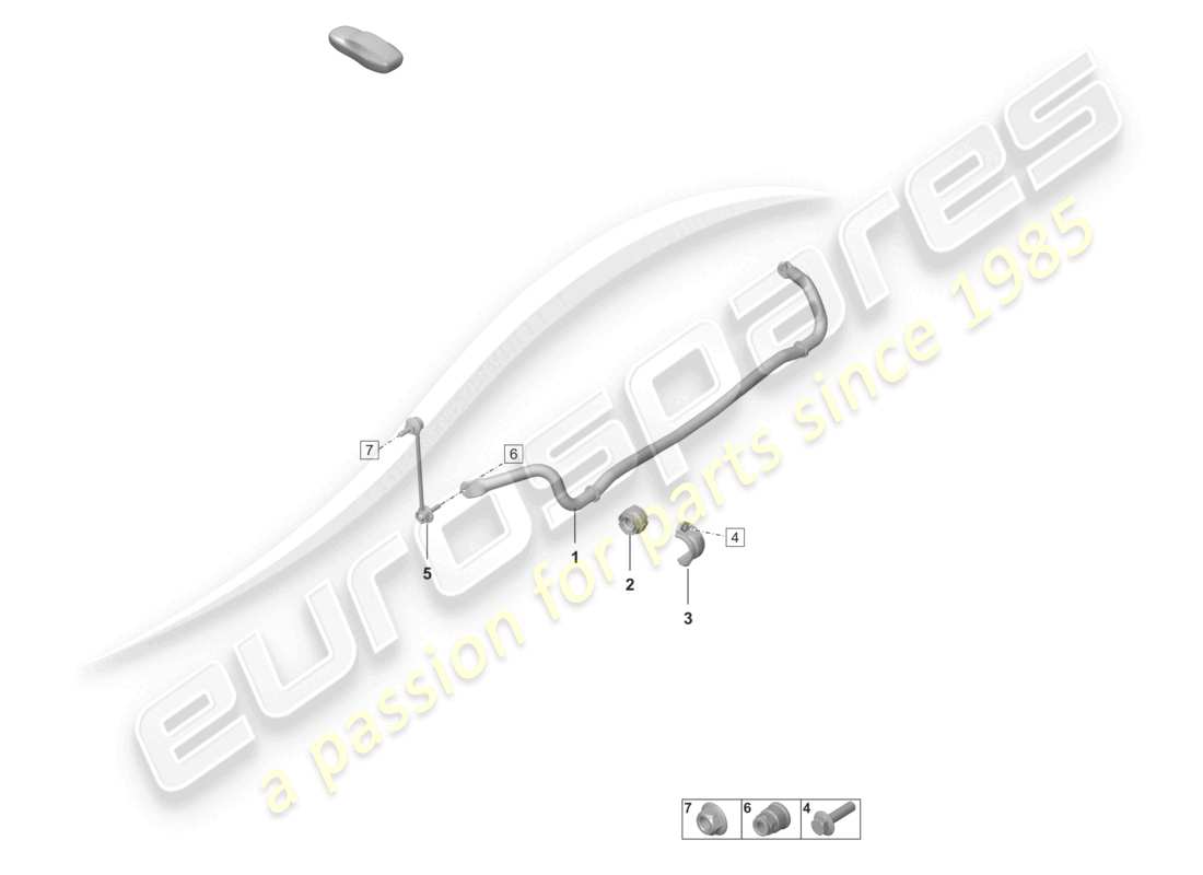 porsche 2020 (992-1 turbo / s) anti-roll bar coupling rod part diagram