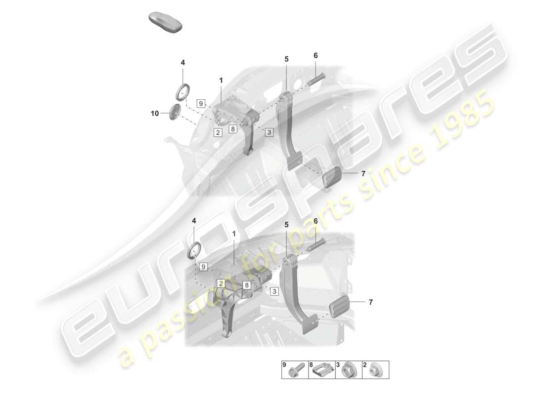 porsche 2022 (992-1) brake pedal for 8-speed automatic gearbox part diagram