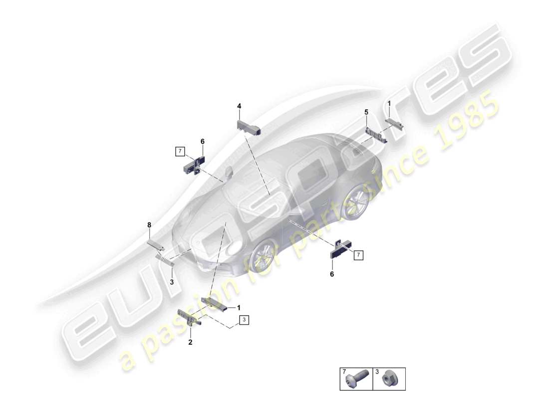 porsche 2025 (992-2) aerial for access and start authorisation (kessy) part diagram