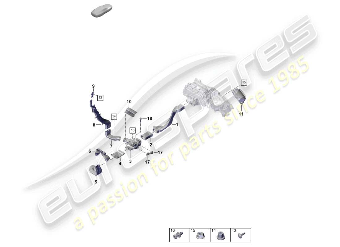 porsche 2023 (panamera 971-2) air guide 2-zone air-conditioning system passenger comp. ventilation part diagram