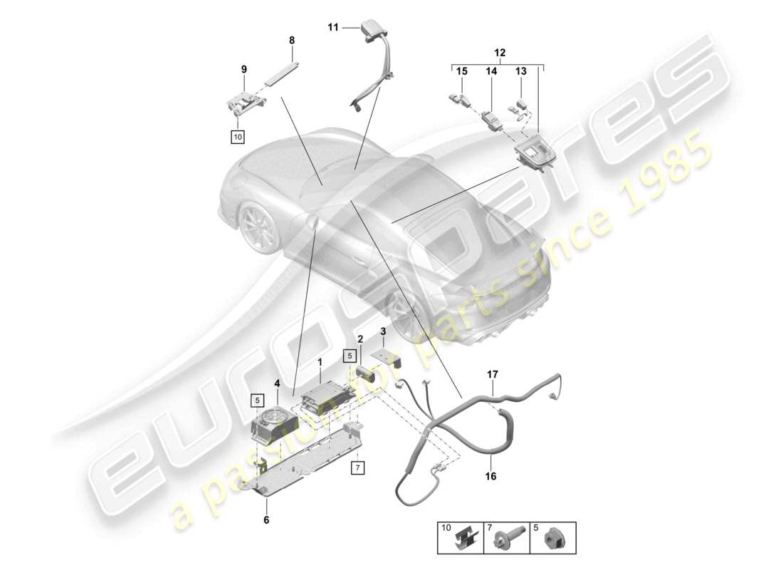 porsche 2019 (718 cayman gt4) for models with telephone and emergency call part diagram