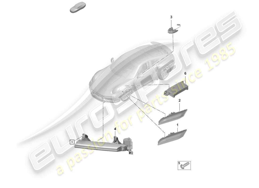 porsche 2025 (992-2 turbo / s) turn signal repeater side marker light control unit for day driving light part diagram