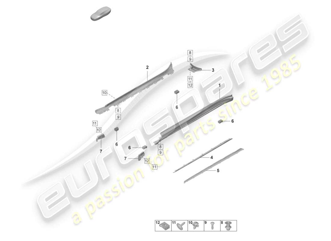 porsche 2020 (taycan 9j1-1) side member trim accessories part diagram