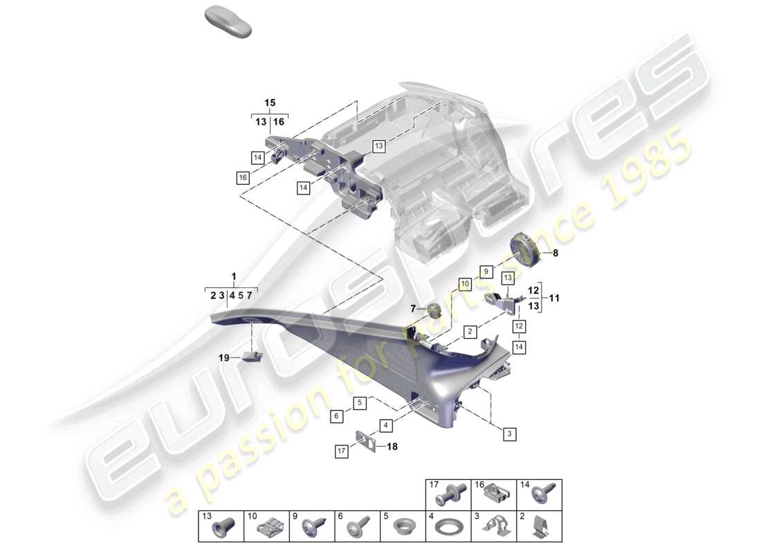 porsche 2026 (panamera 976) d-pillar trim luggage compartment part diagram