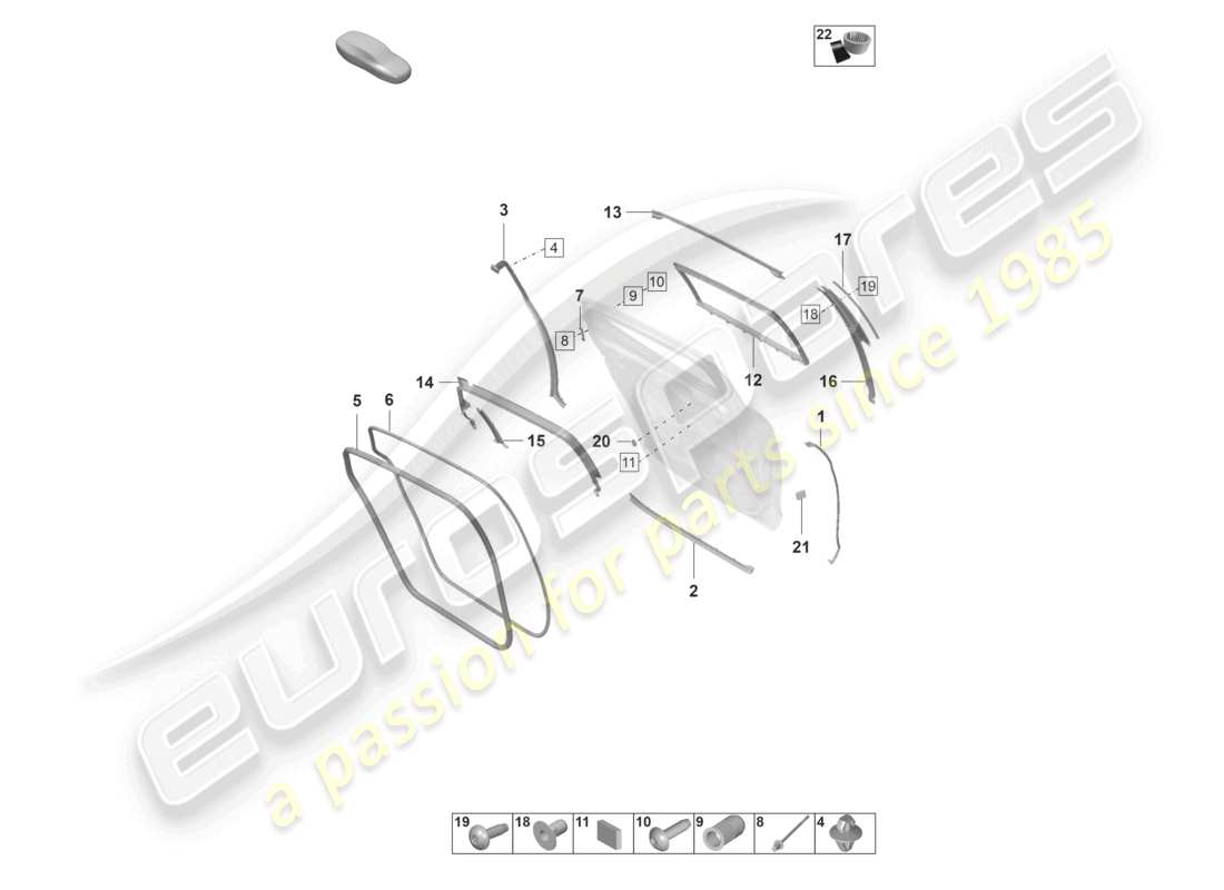 porsche 2024 (panamera 971-2) doors rear seal window guide accessories part diagram