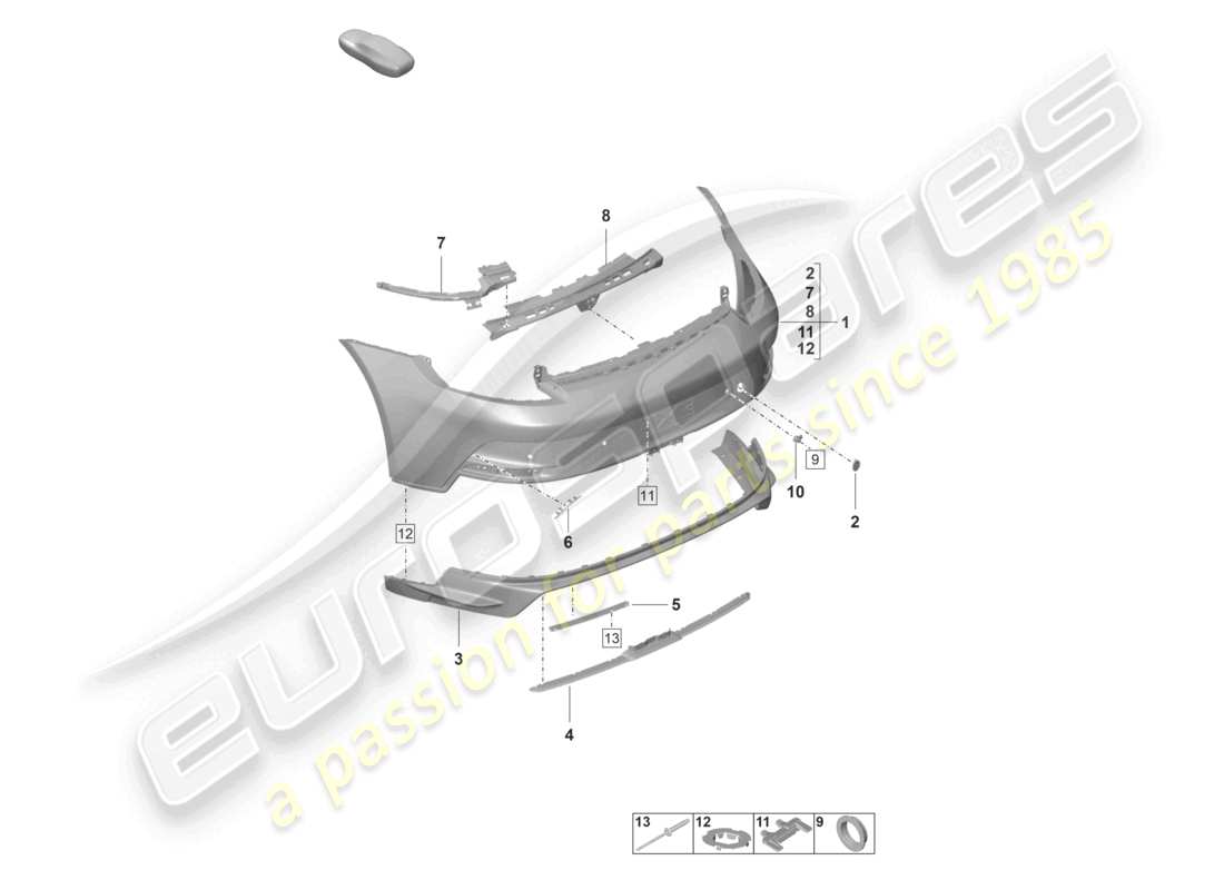 porsche 2024 (992-2 gt3/rs/st) bumper rear gt3 part diagram