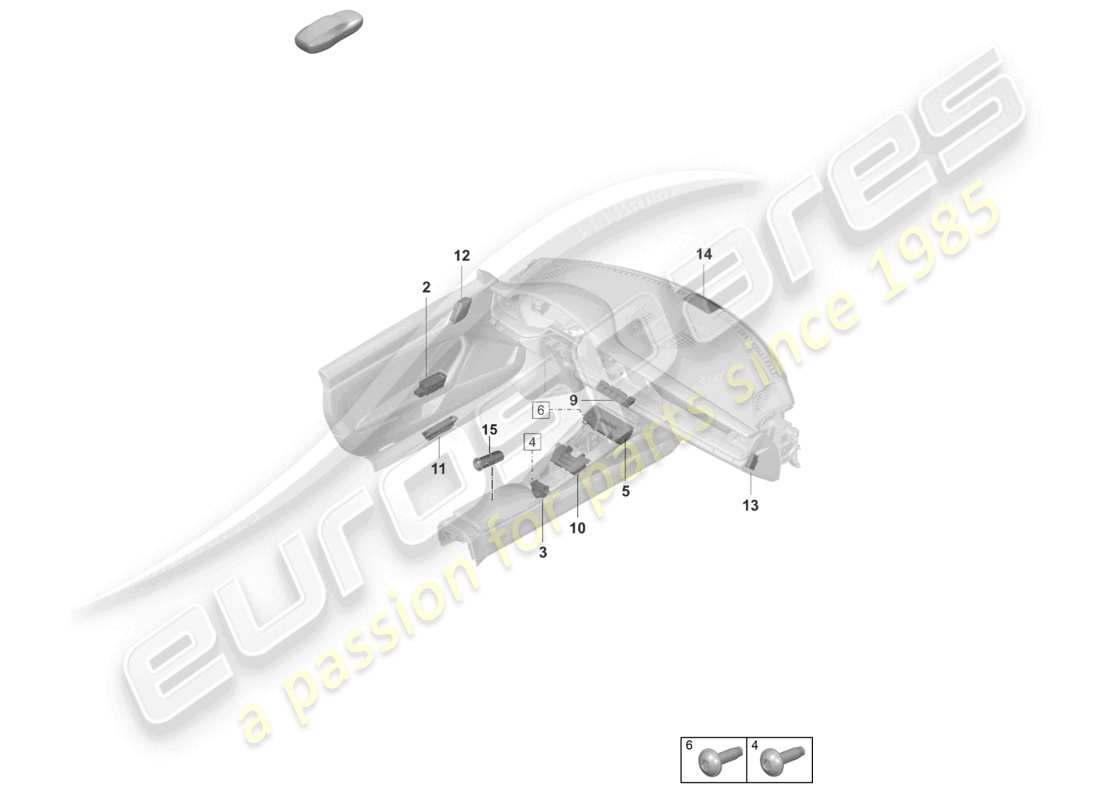 porsche 2023 (992-1 gt3/rs/st) switch socket parts diagram