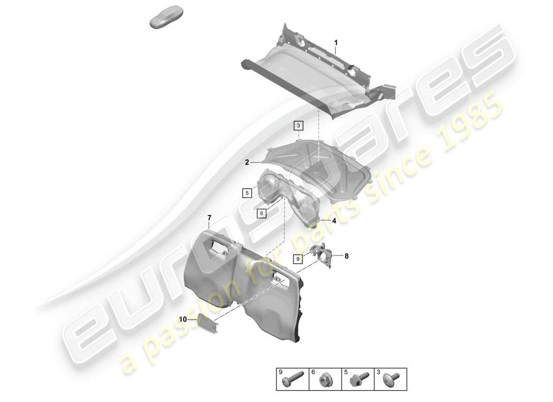 porsche 2024 (718 boxster spyder) trims engine bay part diagram