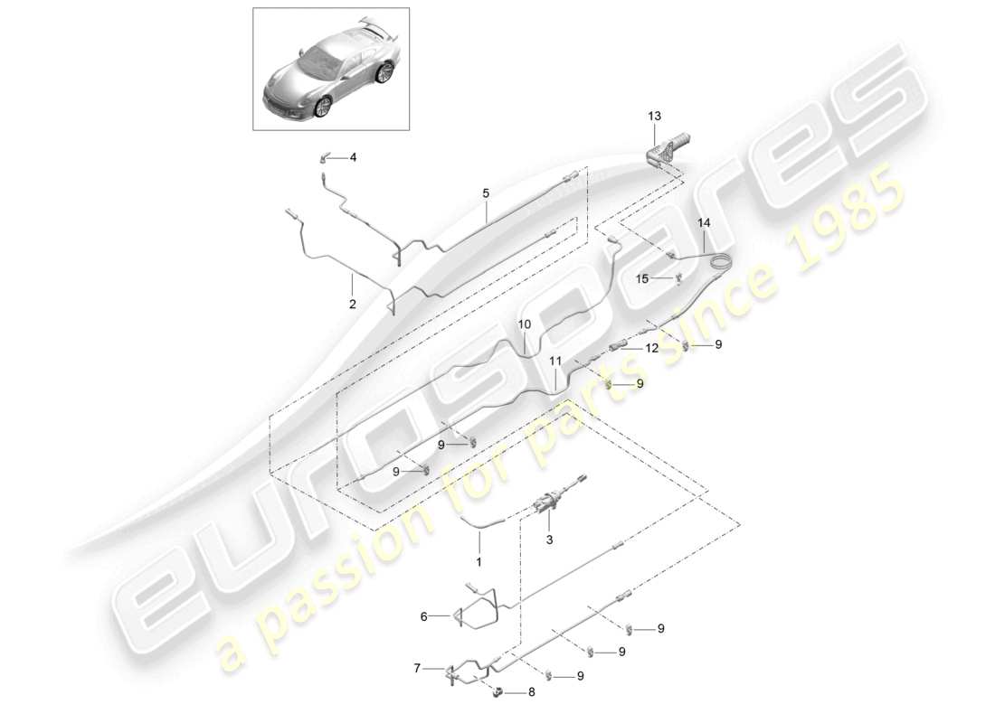 porsche 2021 (991-2 r/gt3/rs) hydraulic coupling actuation clutch master cylinder clutch slave cylinder pipe/hose line part diagram