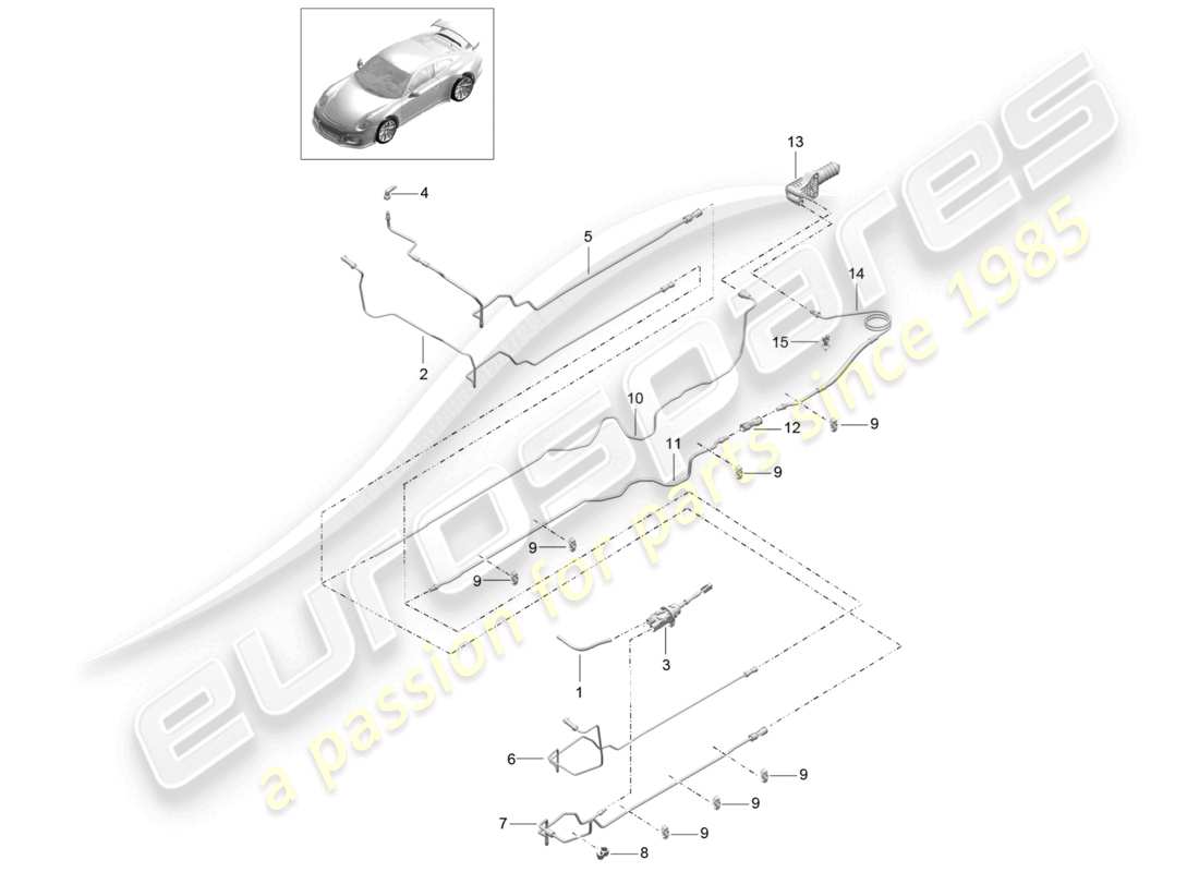 porsche 2021 (991-2 r/gt3/rs) hydraulic coupling actuation clutch master cylinder clutch slave cylinder pipe/hose line d - mj 2018>> part diagram