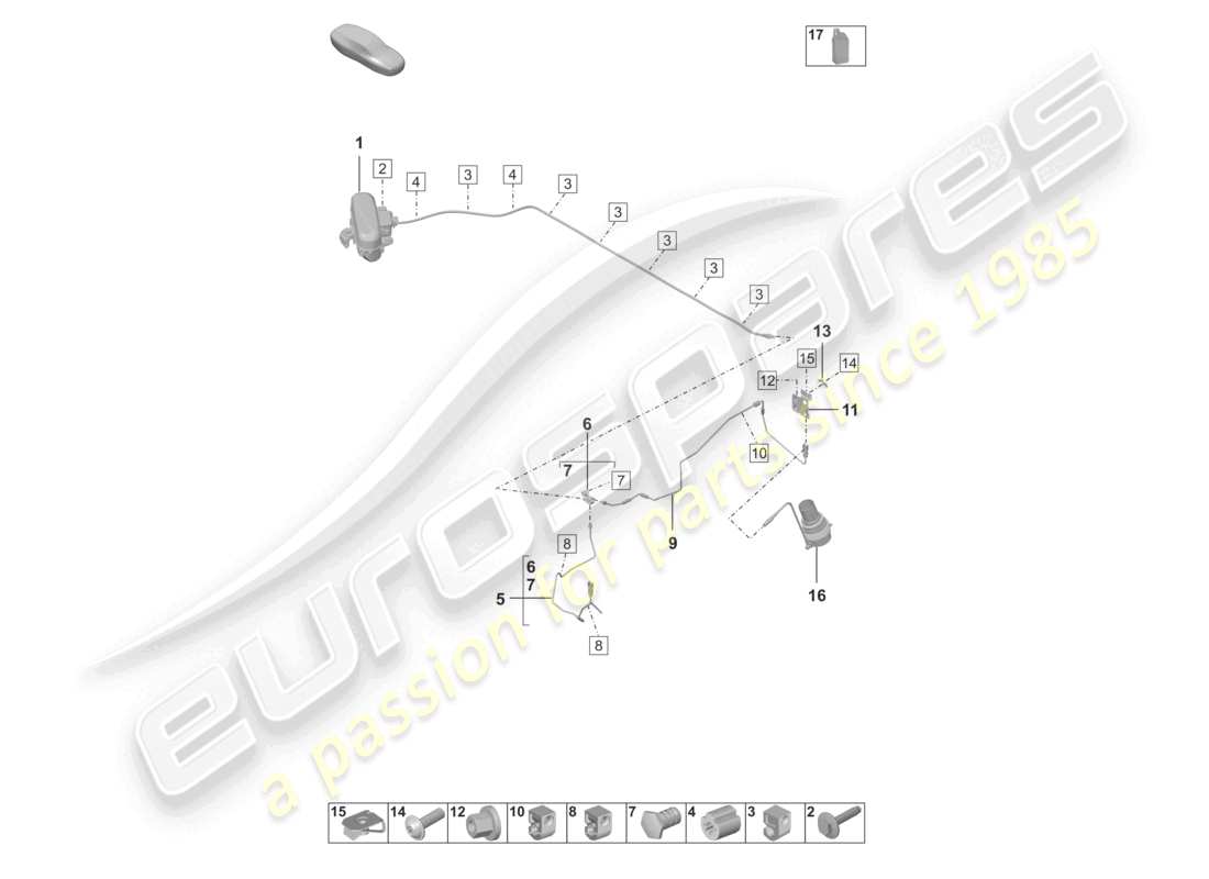 porsche 2022 (992-1 turbo / s) adaptive suspension hydraulic line part diagram