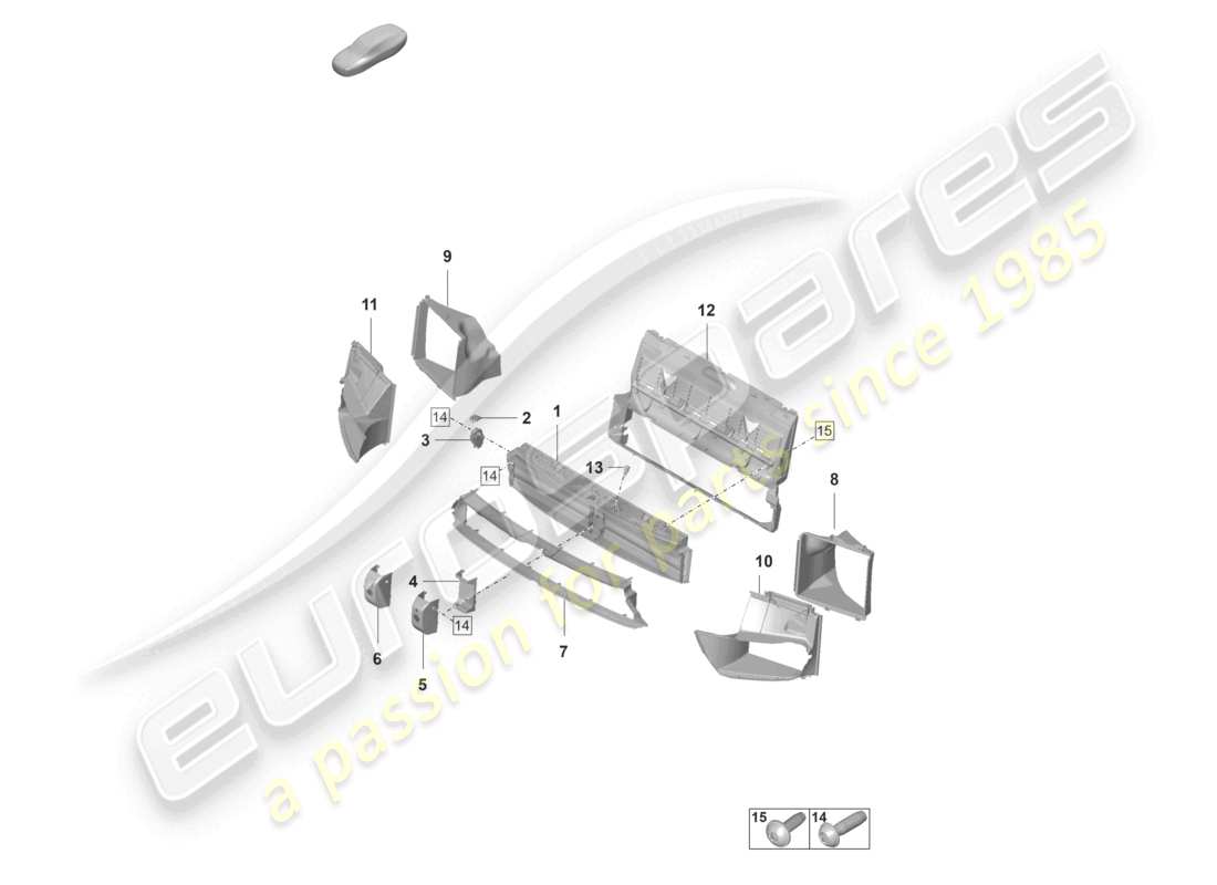 porsche 2024 (panamera 971-2) air guide v8 and disc pack sport design package part diagram