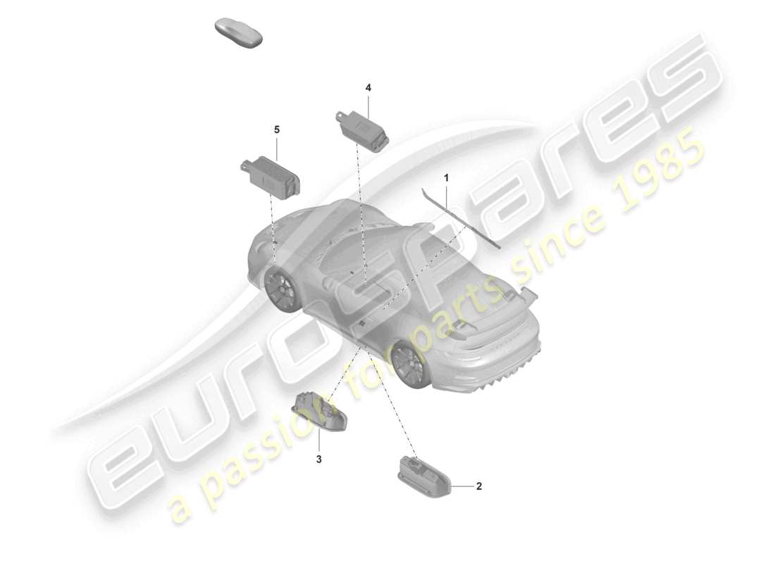 porsche 2023 (992-1 gt3/rs/st) interior light door warning light footwell light part diagram