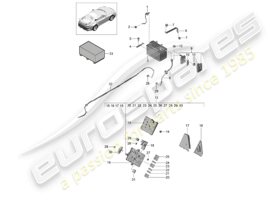 porsche 2021 (991-2 r/gt3/rs) battery potential distributor part diagram