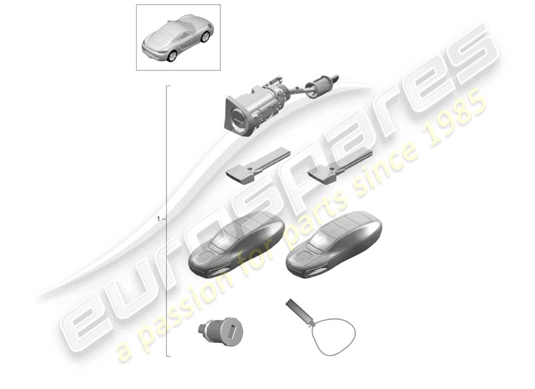 porsche 2021 (718 cayman) repair set 1 set of lock cylinders part diagram